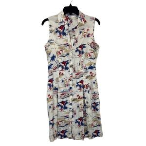 Brooks Brothers Florida Beach Print Sleeveless Shirt Dress Size 4